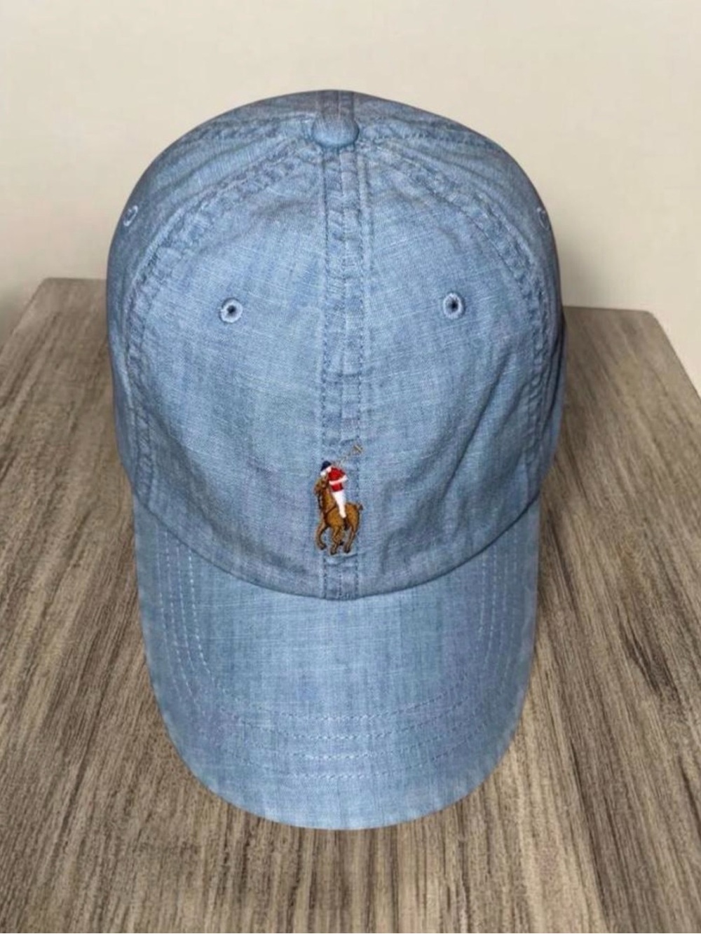 Polo Ralph Lauren Light Blue denim Cotton Baseball Cap. Adjustable fit